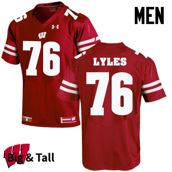 Wisconsin Badgers Men's #76 Kayden Lyles NCAA Under Armour Authentic Red Big & Tall College Stitched Football Jersey JY40S08RF